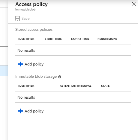 azure immutable access policy